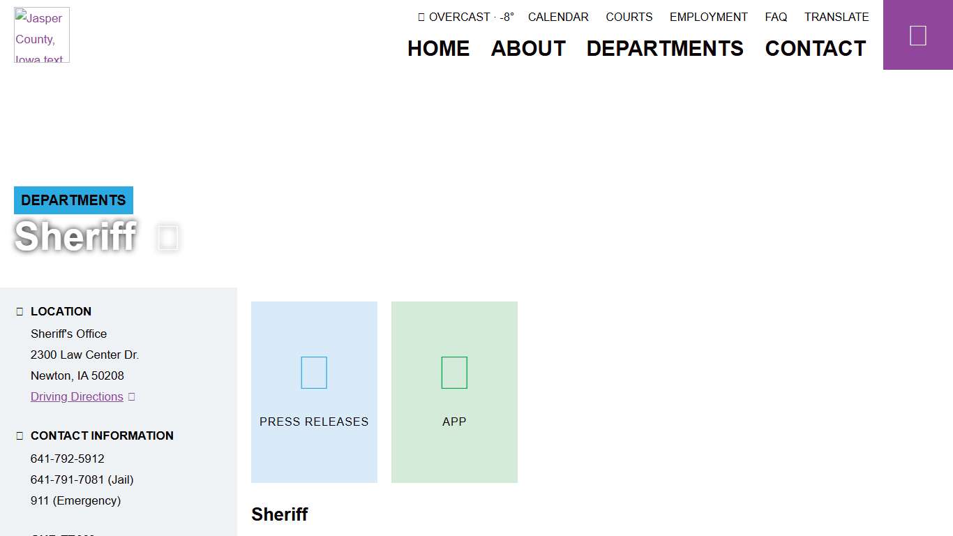 Sheriff - Jail, Civil, and Dispatch - Jasper County, Iowa