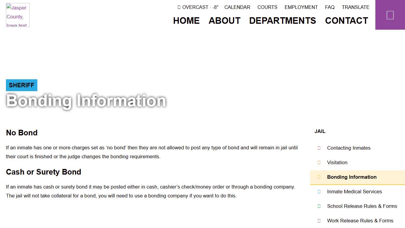 Bonding Information - Sheriff - Jasper County, Iowa